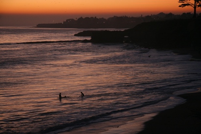 Santa Cruz Surfers at Sunset
